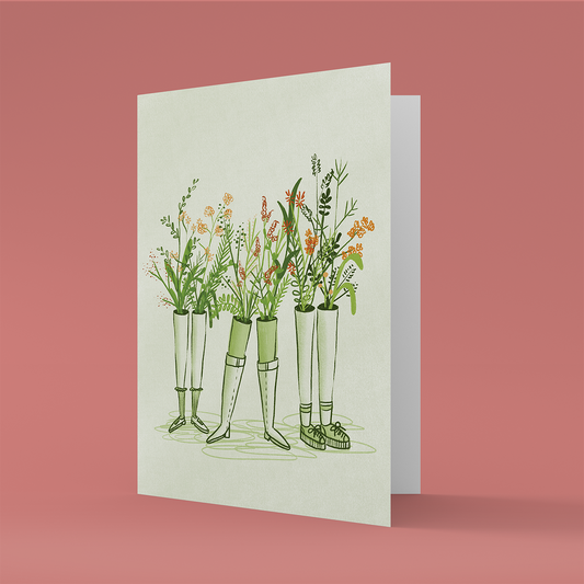 Flower Boots Blank Greeting Card