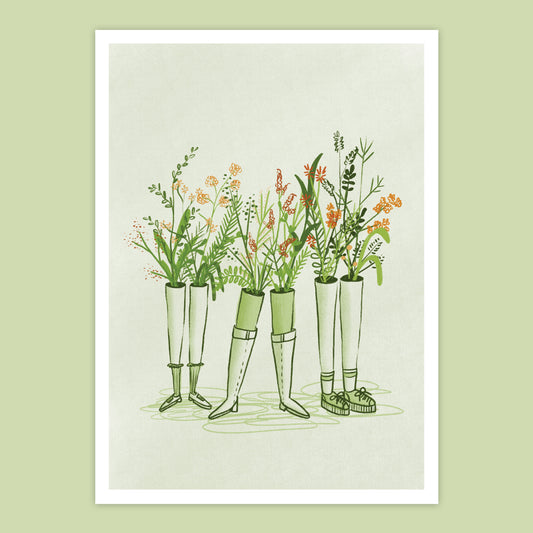 Flower Boots Art Print